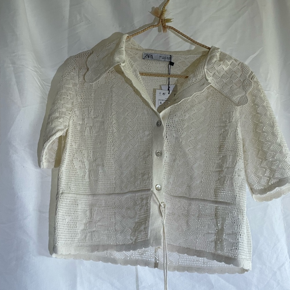 White Lace Short Sleeved Zara Top